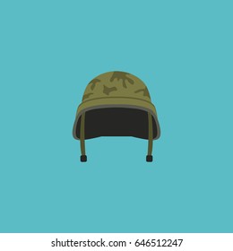 Flat Headgear Element. Vector Illustration Of Flat Soldier Helmet Isolated On Clean Background. Can Be Used As Soldier, Helmet And Headgear Symbols.