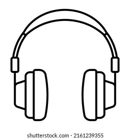 Flat headphone outline isolated on white background vector image.
