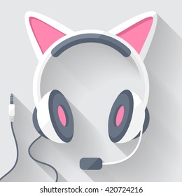 Flat Headphones With Cat Ears