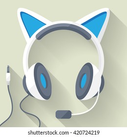 Flat Headphones With Cat Ears