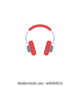 Flat Headphones Element. Vector Illustration Of Flat Earphone Isolated On Clean Background. Can Be Used As Headphones, Earphone And Headset Symbols.