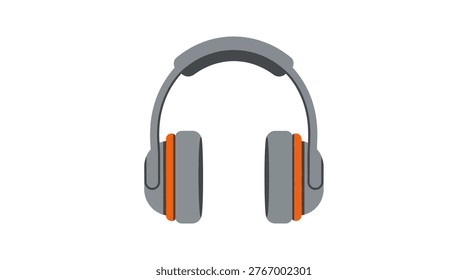 Flat headphones with gray and orange ear cushions flat gray headband