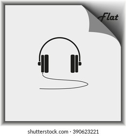Flat headphones icon.