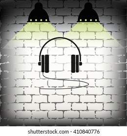Flat headphones icon.
