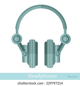 flat headphones icon on white
