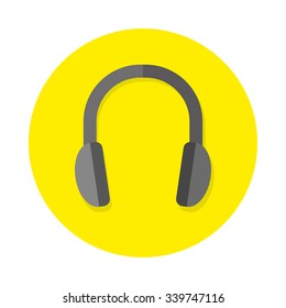 Flat headphones icon top view