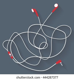 flat headphones red