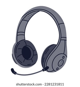 Flat headphones. Wireless music gadget, portable electronic music audio device flat cartoon vector illustration