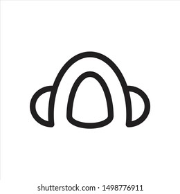 Flat headset icon with black outline style