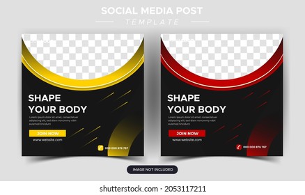 Flat health and fitness social media posts collection