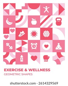 Flat healthy background geometric shapes