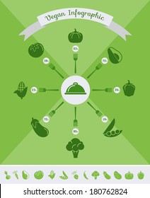 Flat Healthy Food Infographic Elements. Icon Set. Vector.