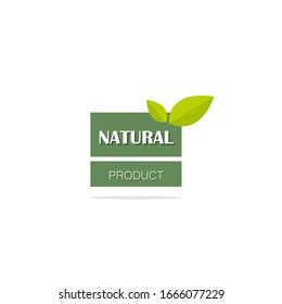 Flat healthy food logo  With leaf decoration