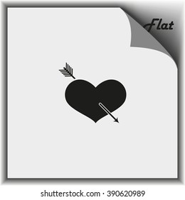 Flat heart and arrow. Valentines day concept. Love you icon.