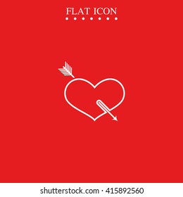 Flat heart and arrow. Valentines day concept. Love you icon.