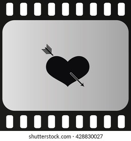Flat heart and arrow. Valentines day concept. Love you icon.