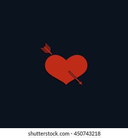 Flat heart and arrow. Valentines day concept. Love you icon.
