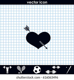 Flat heart and arrow. Valentines day concept. Love you icon.
