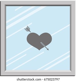 Flat heart and arrow. Valentines day concept. Love you icon.