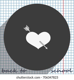 Flat heart and arrow. Valentines day concept. Love you icon.