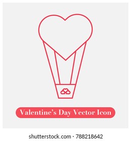 Flat Heart Balloon Vector Icon
