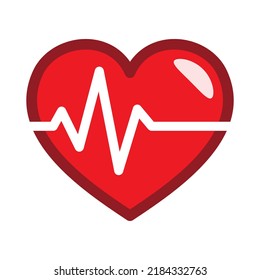 Flaches Herzschlagsymbol mit Ecg-Linie. Medizinische Ikone, Vektorgrafik