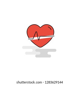 Flat Heart beat  Icon. Vector