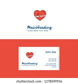 Flat Heart beat  Logo and Visiting Card Template. Busienss Concept Logo Design