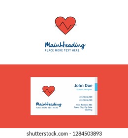 Flat Heart beat Logo and Visiting Card Template. Busienss Concept Logo Design