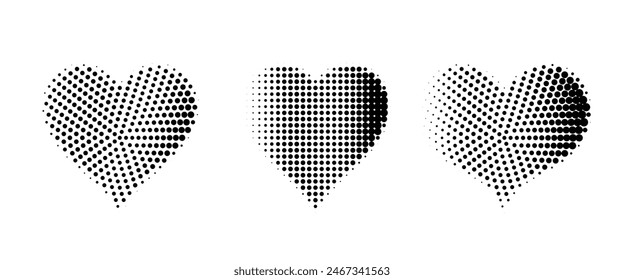flat heart dots halftone set