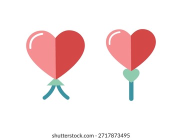 Ícone de flor de coração plano simbolizando amor, romance e afeto por projetos de design romântico moderno.