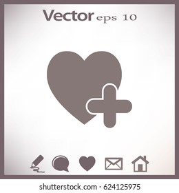 Icono de corazón plano.