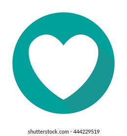 Flat heart icon isolated  on white background