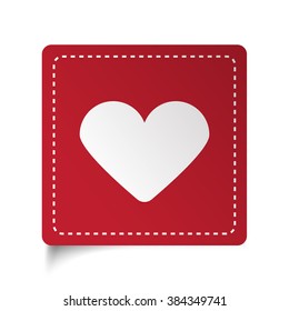 Flat Heart icon on red sticker