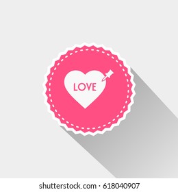 Flat heart icon with pin