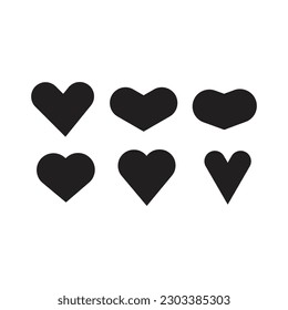 Flaches Herz Symbol gesetzt Symbol Vektorgrafik Illustration.