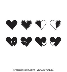 Flat Heart icon set symbol vector Illustration.