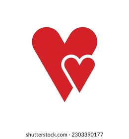 Flat Heart icon symbol vector Illustration.