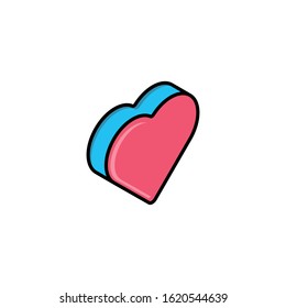 Flat Heart icon vector design template. Heart and Love icon, logo, symbol vector illustration isolated on white background. 
