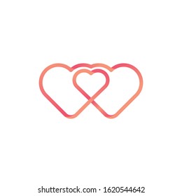 Flat Heart icon vector design template. Heart and Love icon, logo, symbol vector illustration isolated on white background. 