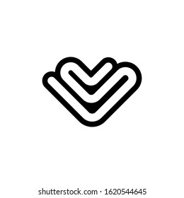 Flat Heart icon vector design template. Heart and Love icon, logo, symbol vector illustration isolated on white background. 
