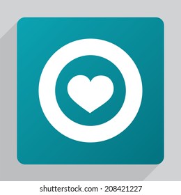 flat heart icon, white on green background 
