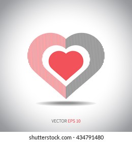 Flat heart love icon.