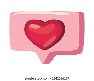 flat heart message bubble over white
