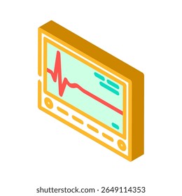 vetor de ícone isométrico de mortalidade de linha de monitor de coração plano. sinal de mortalidade de linha de monitor de coração plano. ilustração de símbolo isolado
