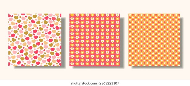 Flat heart pattern set, hand-drawn style used for fabric, textile, banner, cover, card, print, background and decorative wallpaper