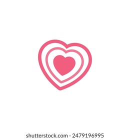 Flat heart pink color design editable background free vector image