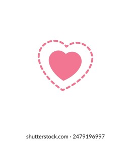Flat heart pink color design editable background free vector image