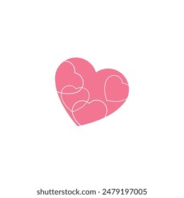 Flat heart pink color design editable background free vector image