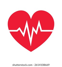 Flat Heart Rate Icon Symbol with Heart Shape Vector Illustration Isolated on Transparent Background. eps 10